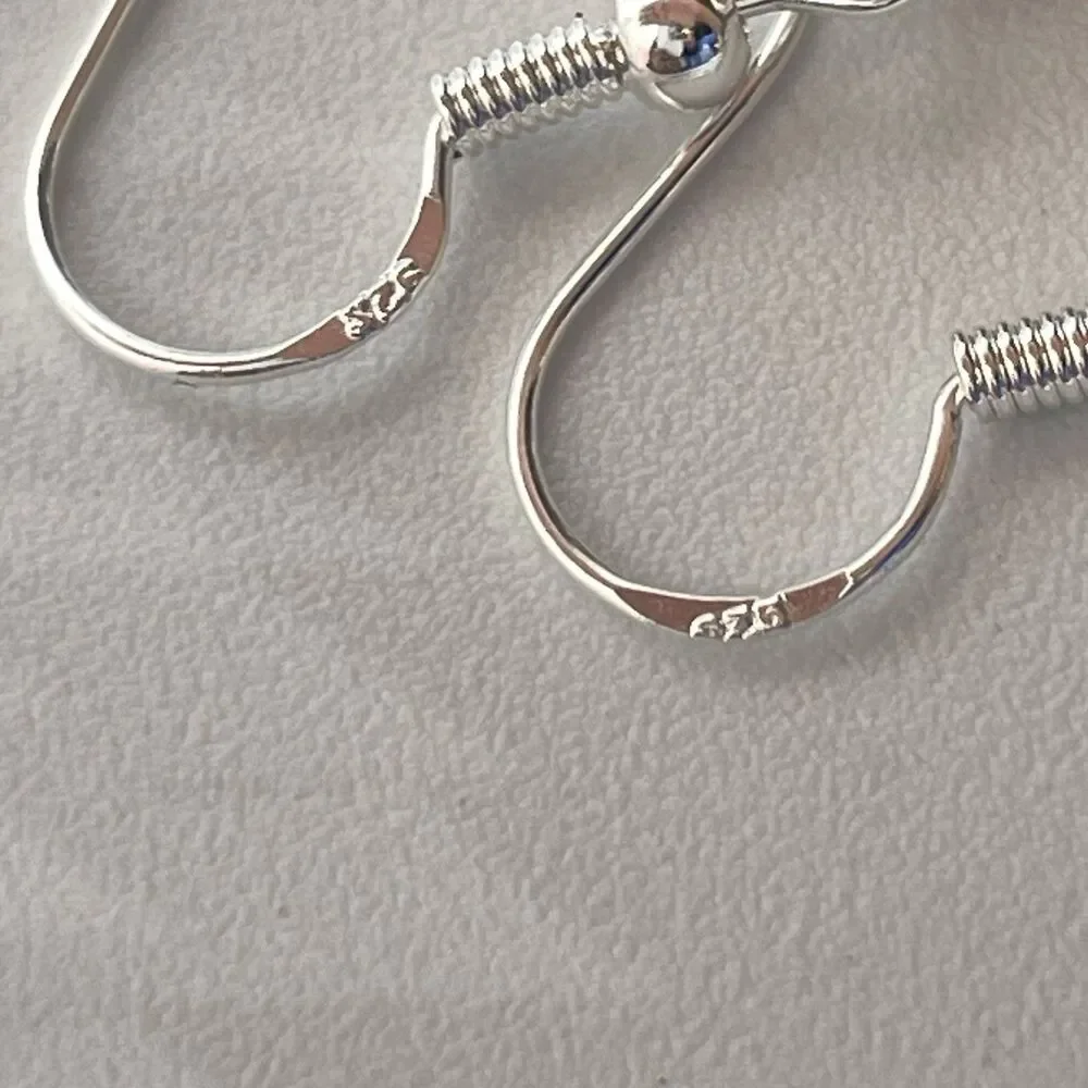 Artisan Silver Blue Lapis Lazuli Stone Beaded Dangle Earrings Boho Cute